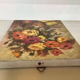 Tableau bouquet de fleurs huile sur toile signé Matten