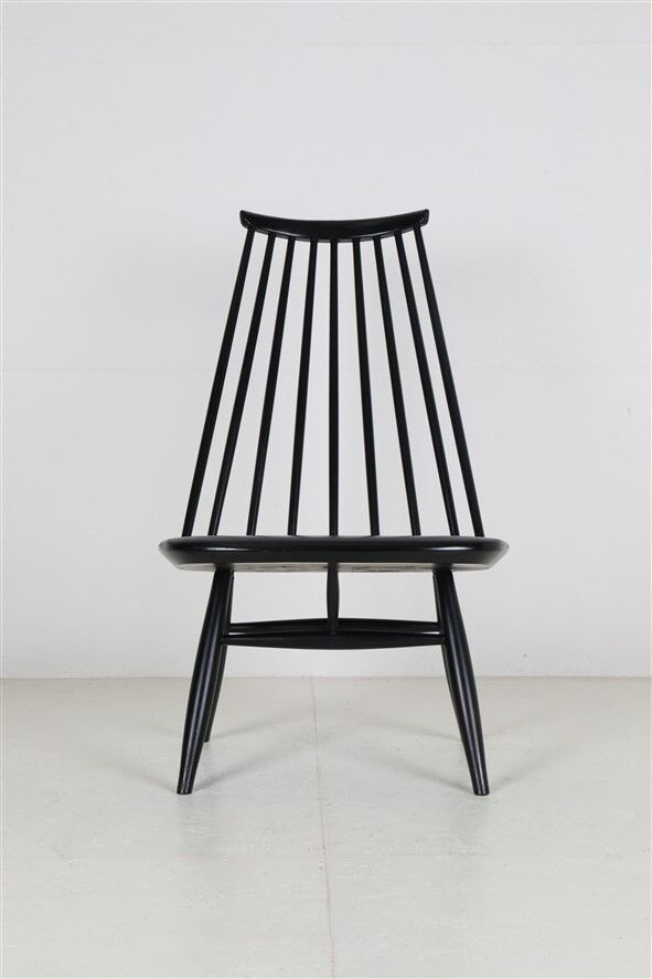Asko / Ilmari Tapiovaara “Mademoiselle” spindle back lounge chair / Mid Century Modern Design / Finland / 1950s-1960s / black