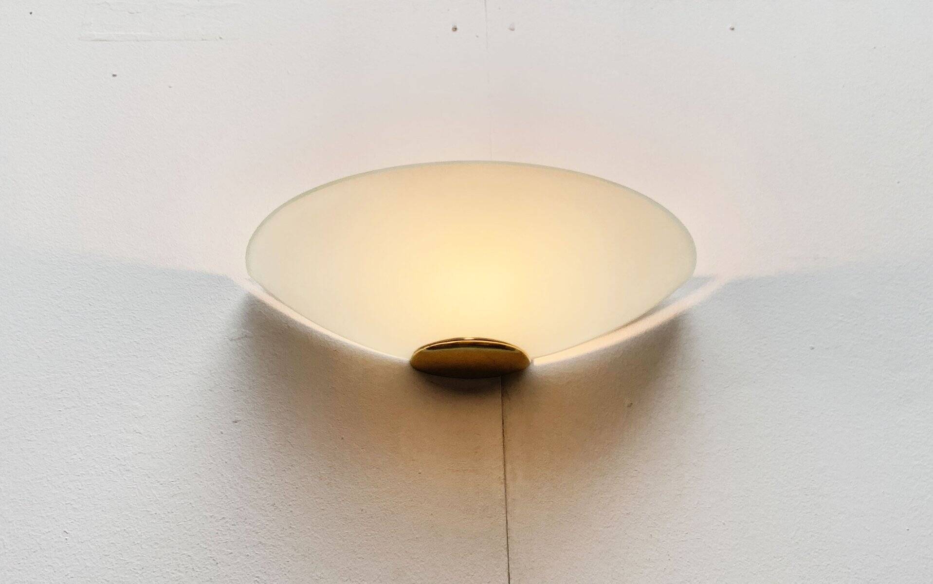 Postmodern vintage glass wall light by Metalarte, 1980s.