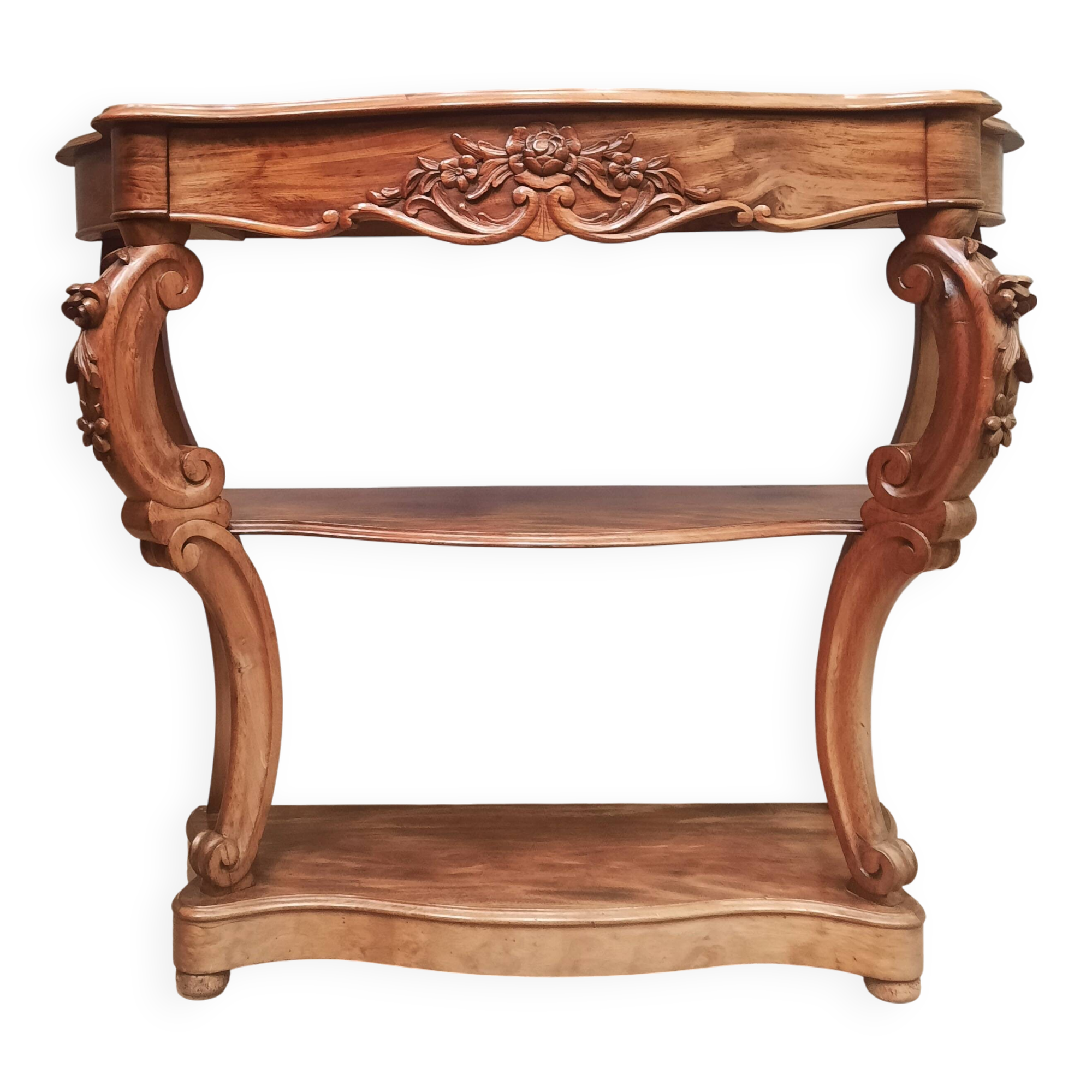 19th century Louis XV style console table in veneer wood