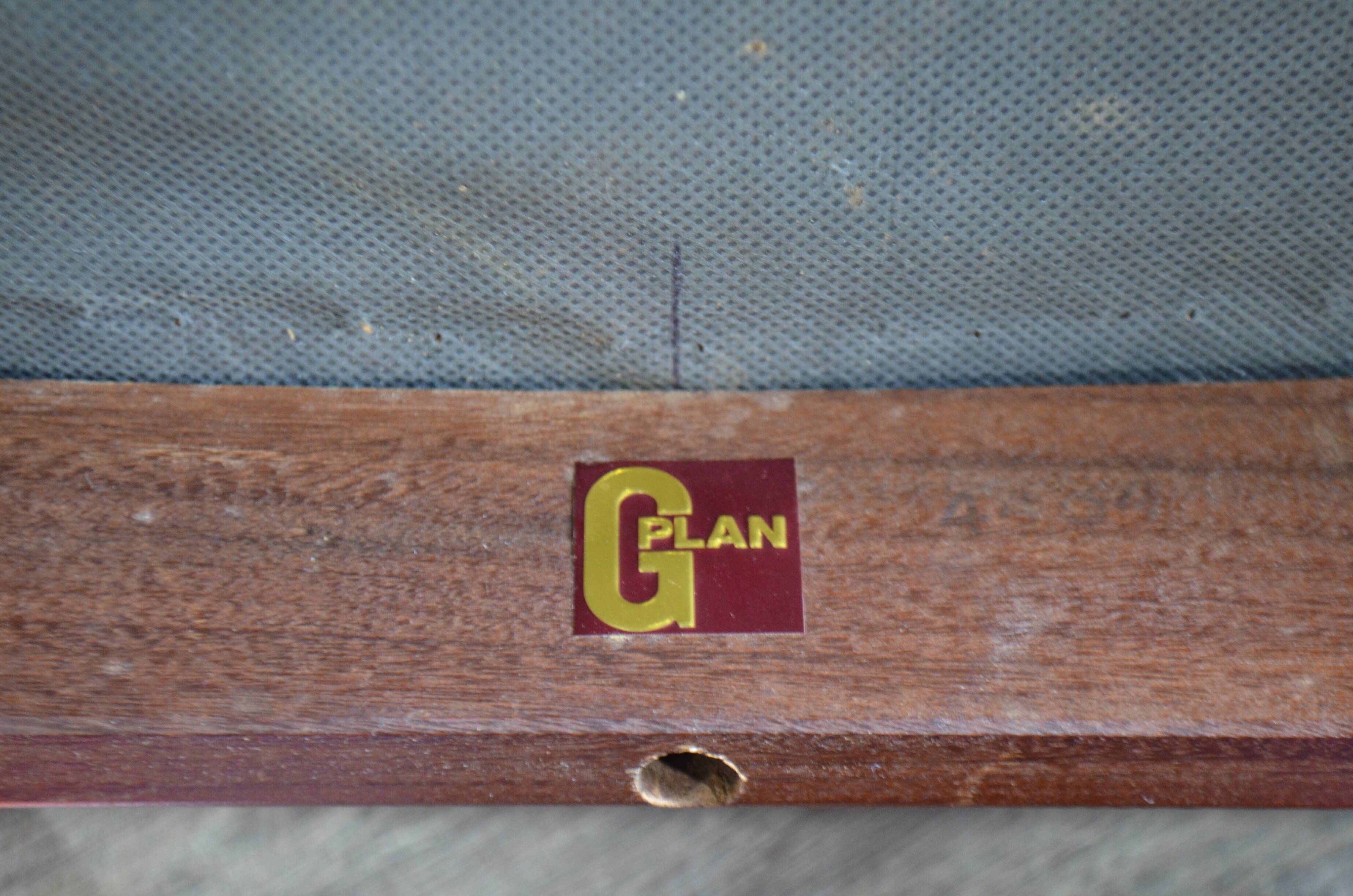 Set of 4 chairs by G Plan in teak and leatherette