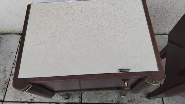 Paire de chevet vintage plateau miroir art deco