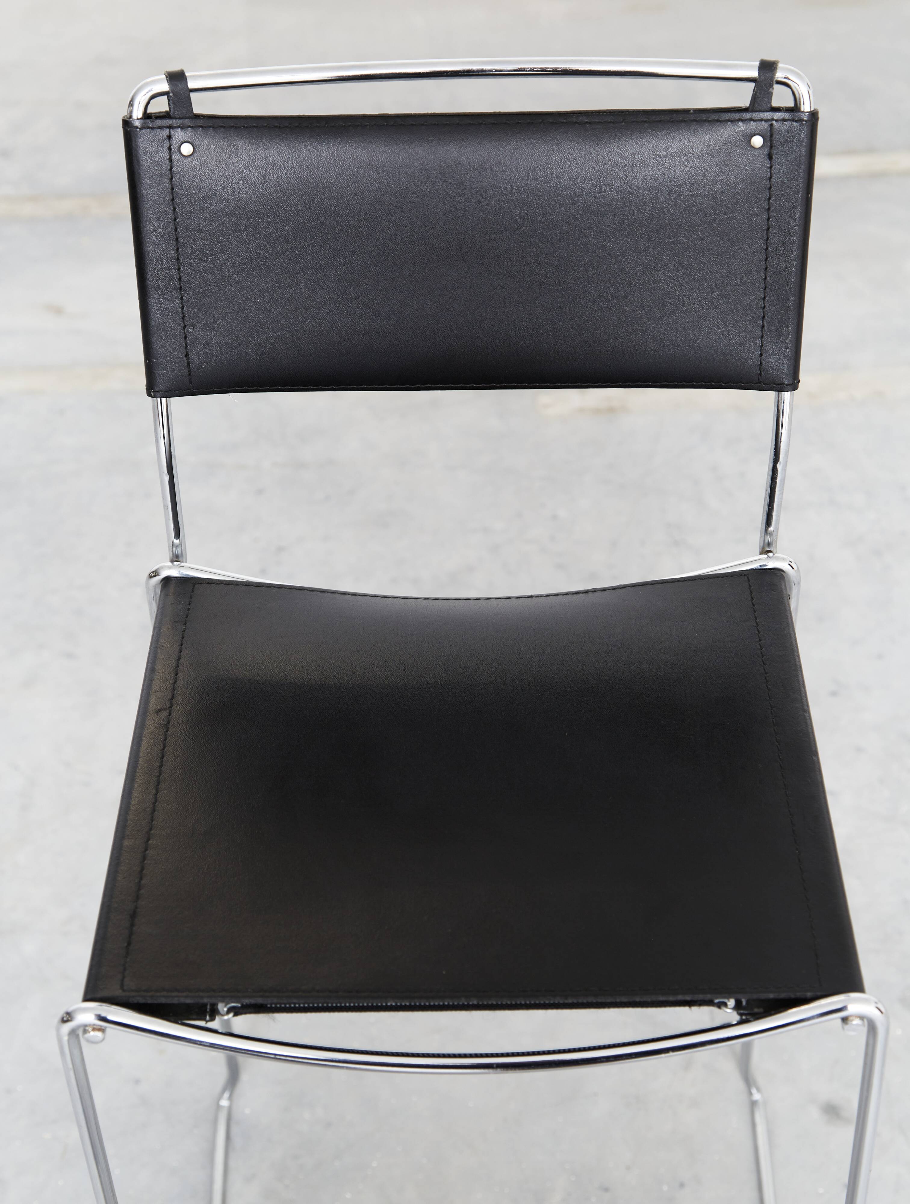 Leather barstools by Giandomenico Belotti for Alias, 1980s, set of 6