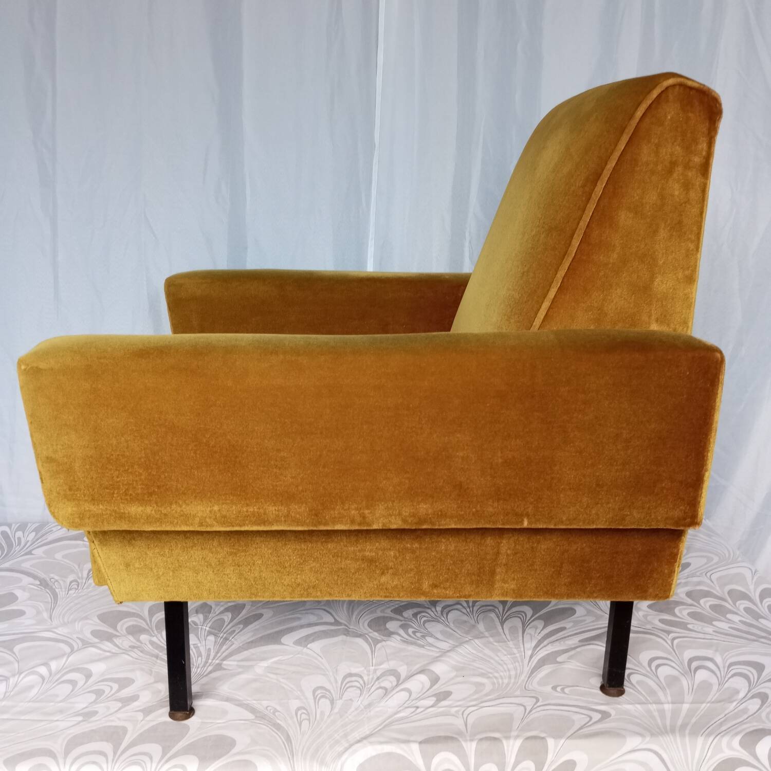 Vintage yellow velvet armchairs