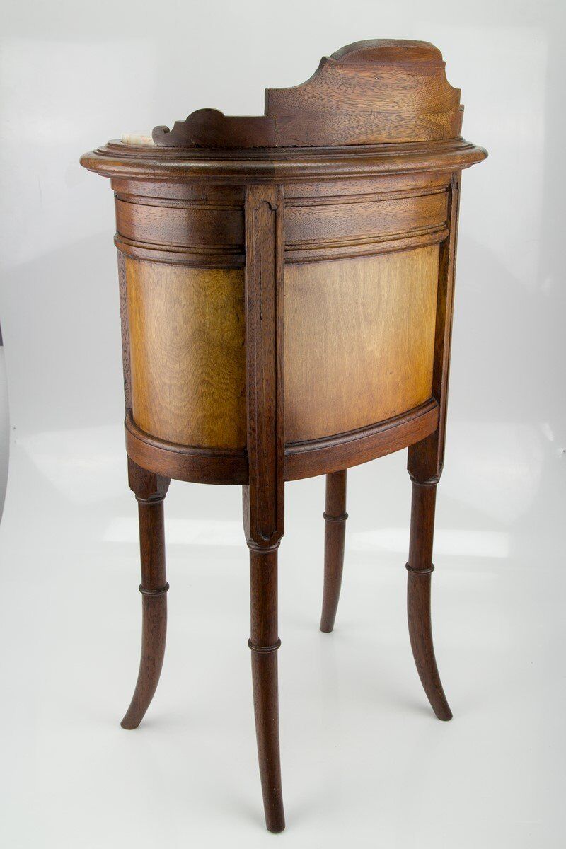 Louis XVI style walnut and marble cabinet