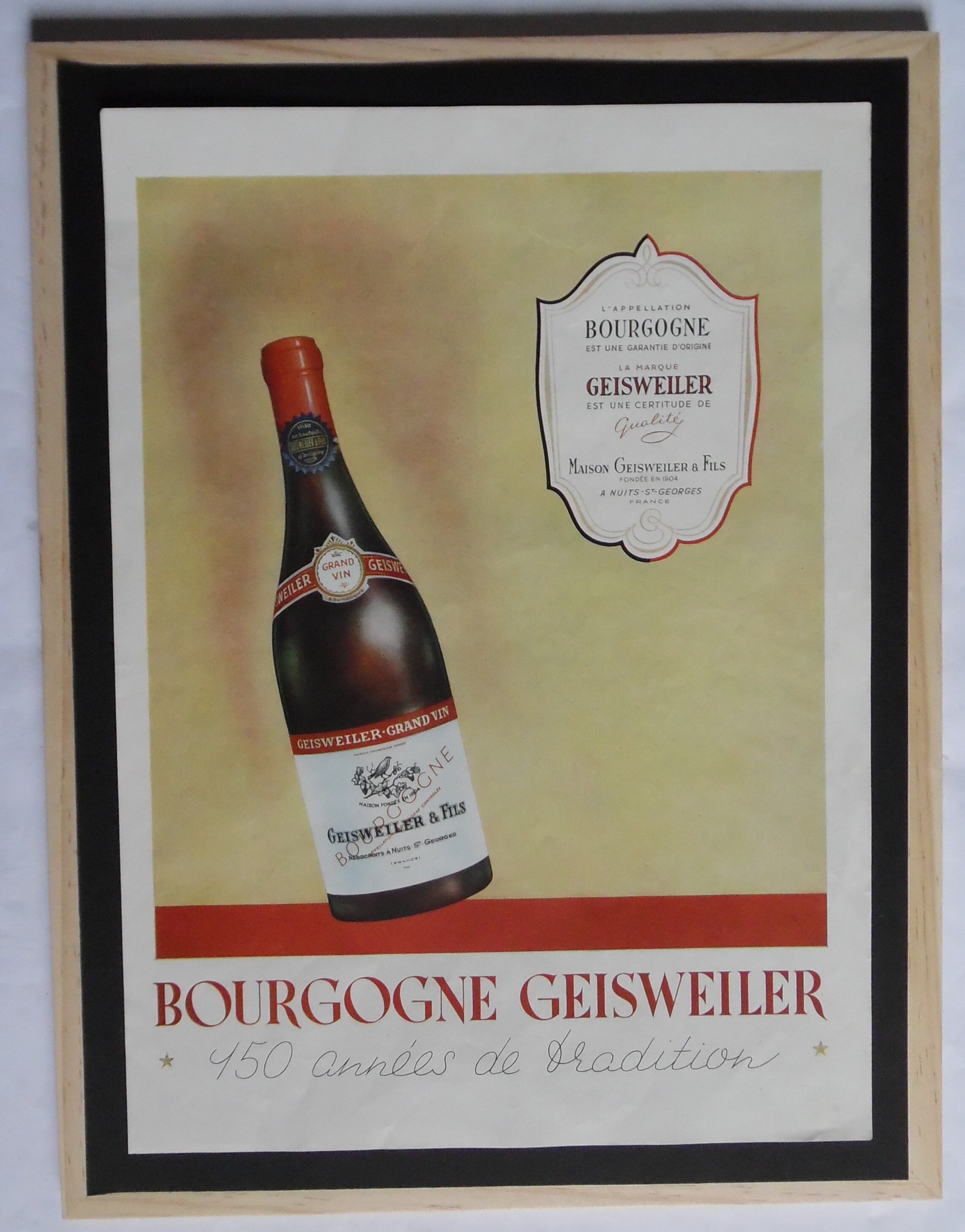 Publicité bourgogne des années 1950