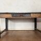Wood and zinc original patina workbench table