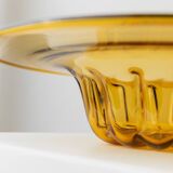 XL Amber Murano Glass Bowl with ribbed pattern, Italy 1920s – decorative fruit bowl, vintage glassware gift