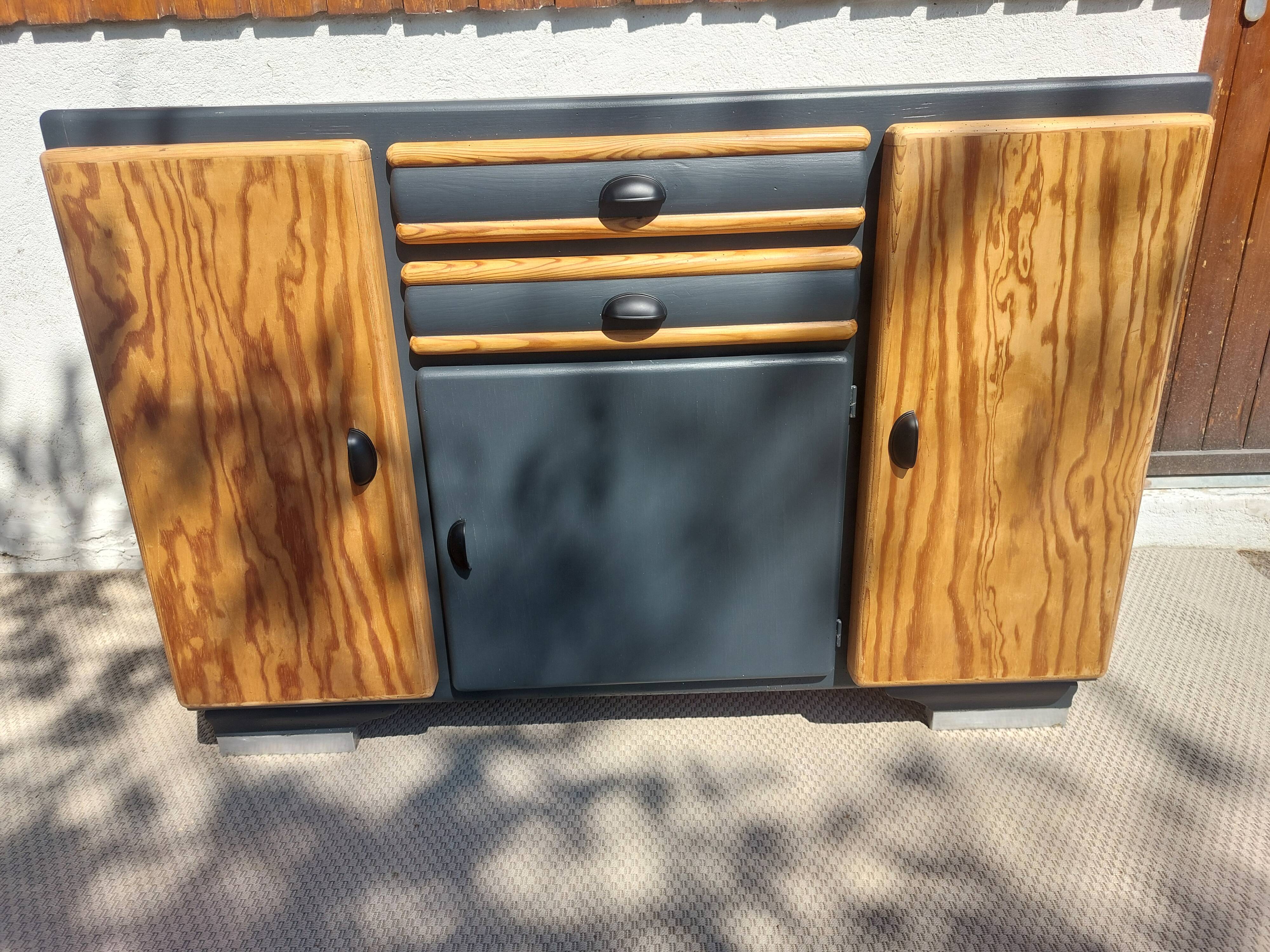 buffet Mado bois poncé et gris anthracite