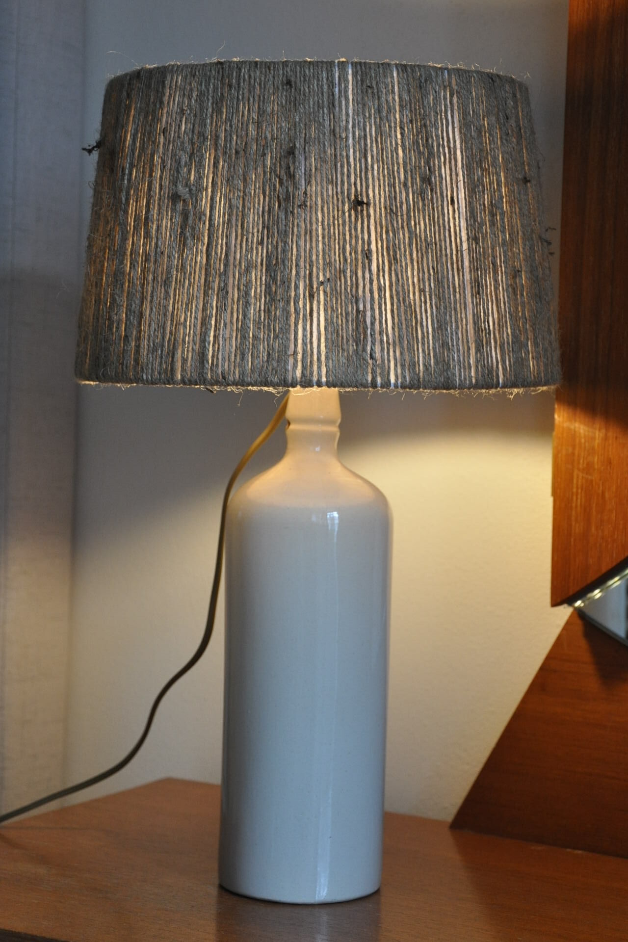 Vintage stoneware bottle lamp