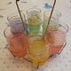 Ensemble 6 verres granité dans leur panier doré
