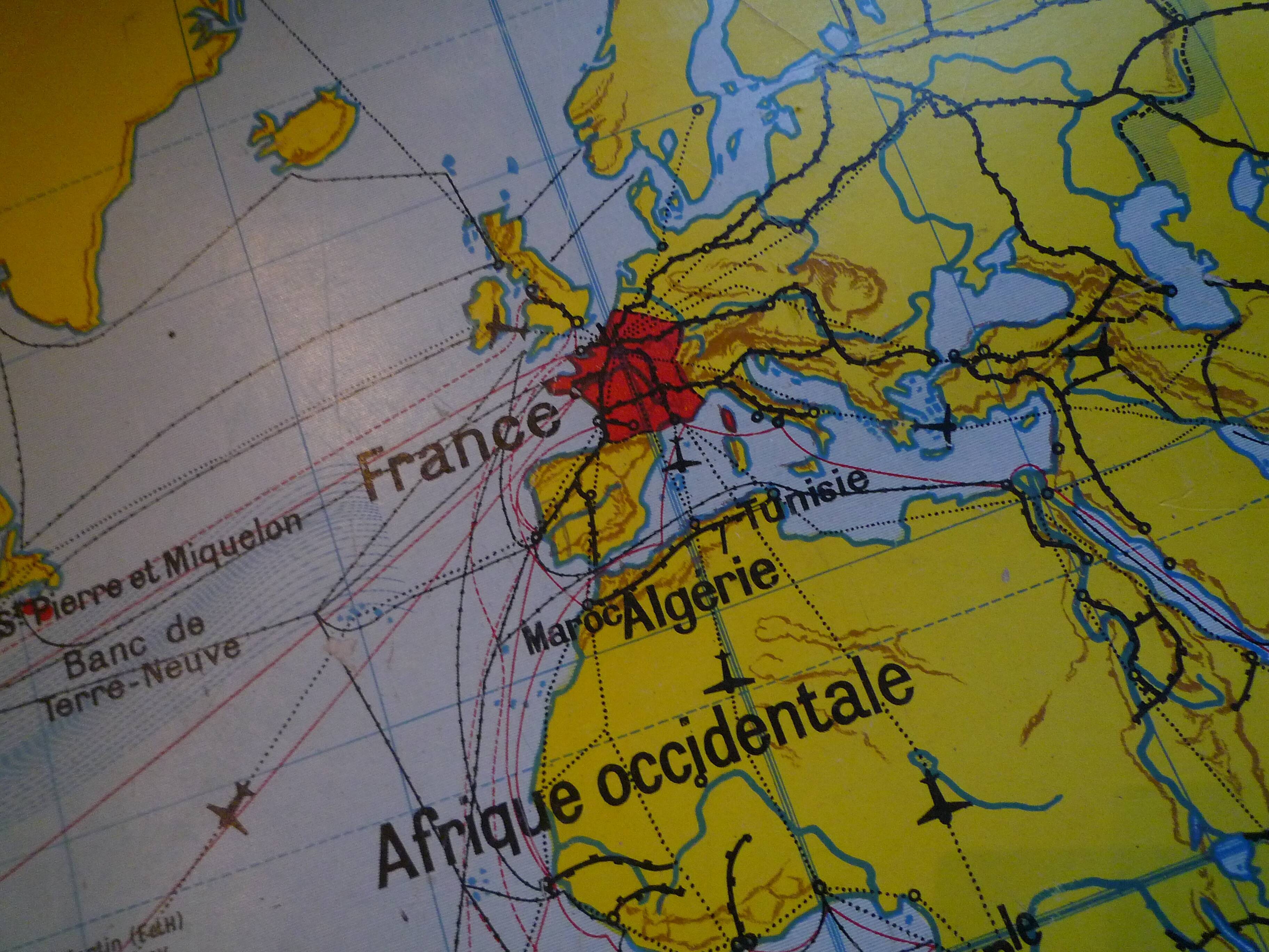 Old school map, planisphere, 50s-60s