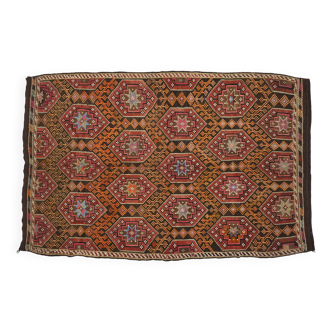 Tapis Kilim Vintage Fait Main – Motifs Géométriques Anatoliens