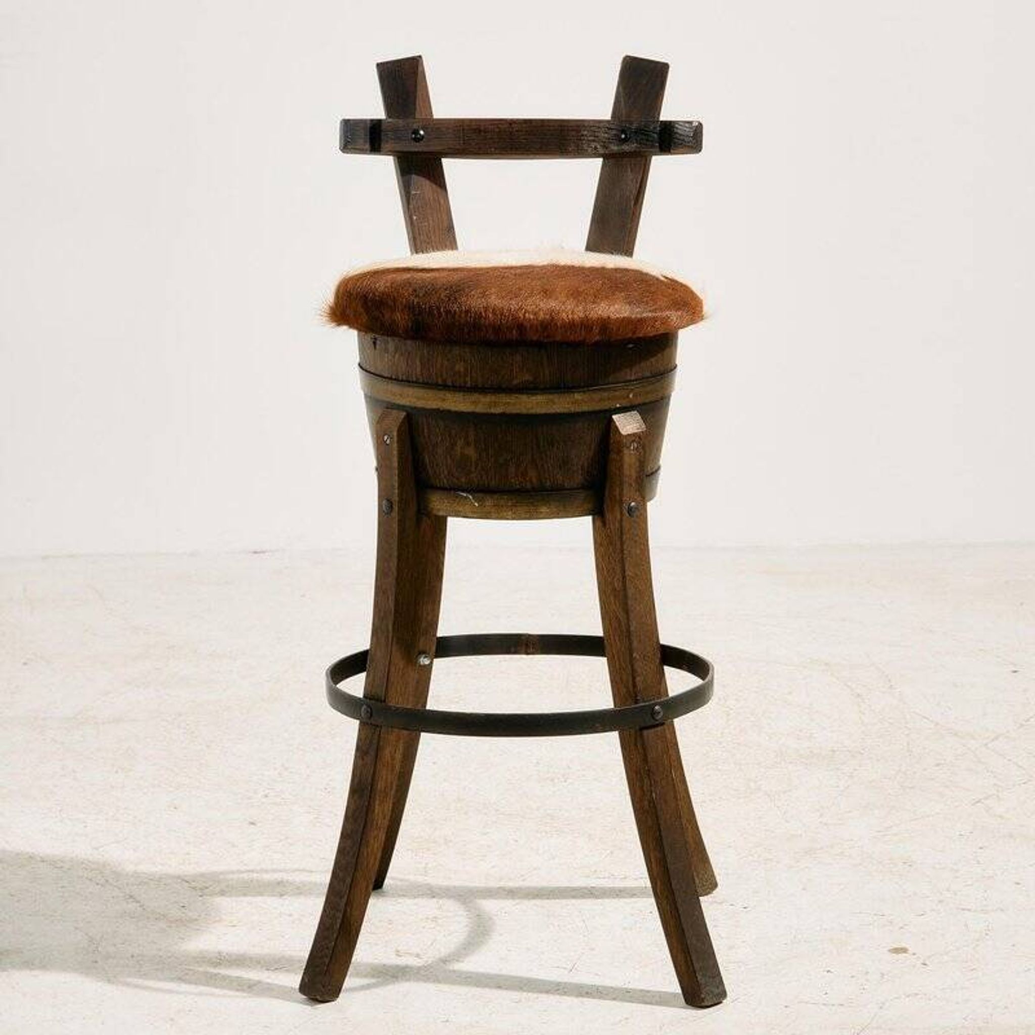 Tabouret de bar en hêtre vintage, années 1970