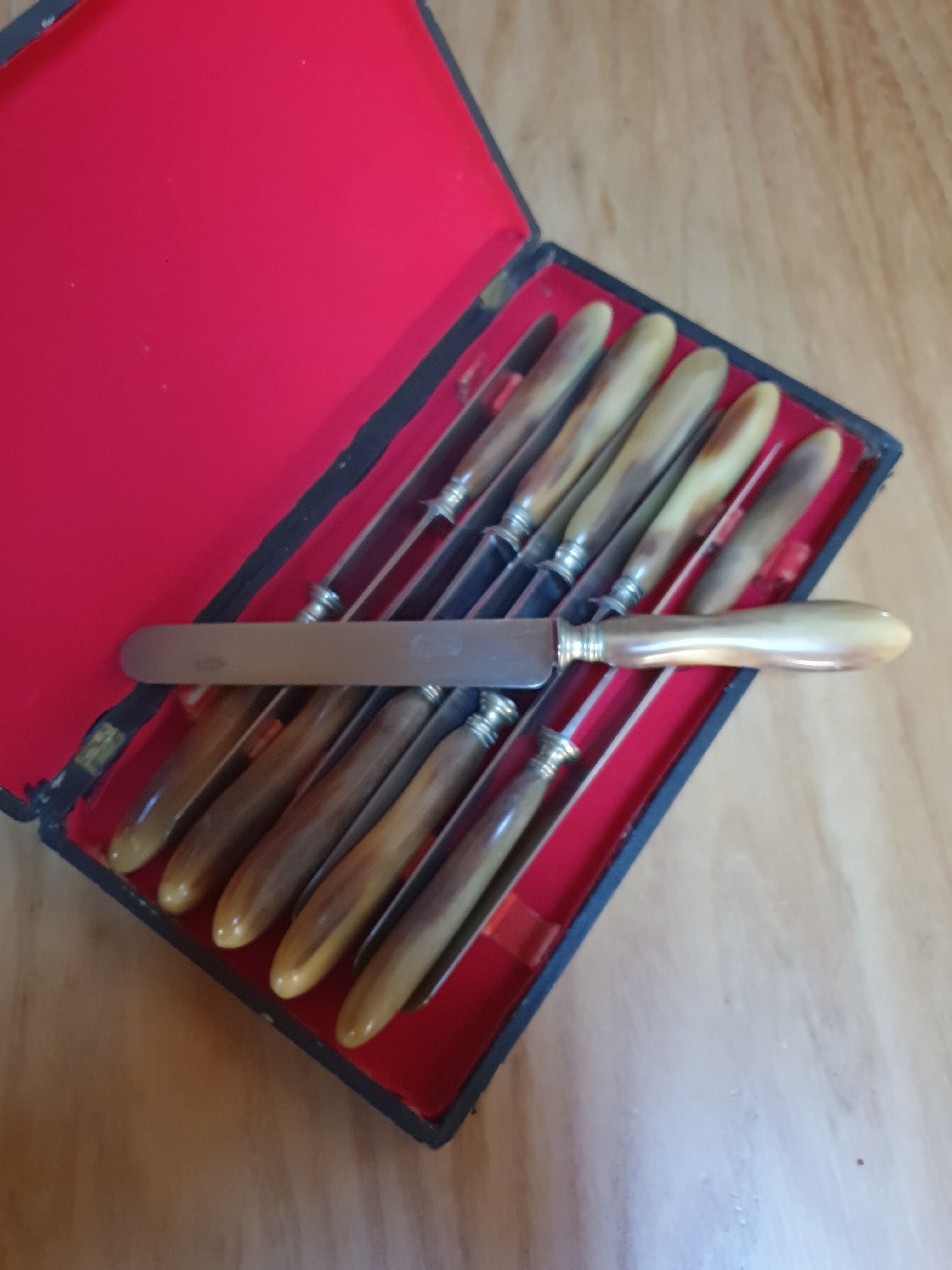 Set of 22 horn handle knives