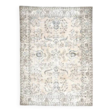 1970s Vintage Persian Handmade Wool Cotton Brown Area Rug 271x371