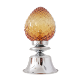 Chrome and amber glass lamp