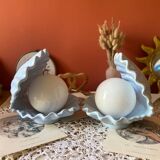 Rare pair of vintage shell lamps