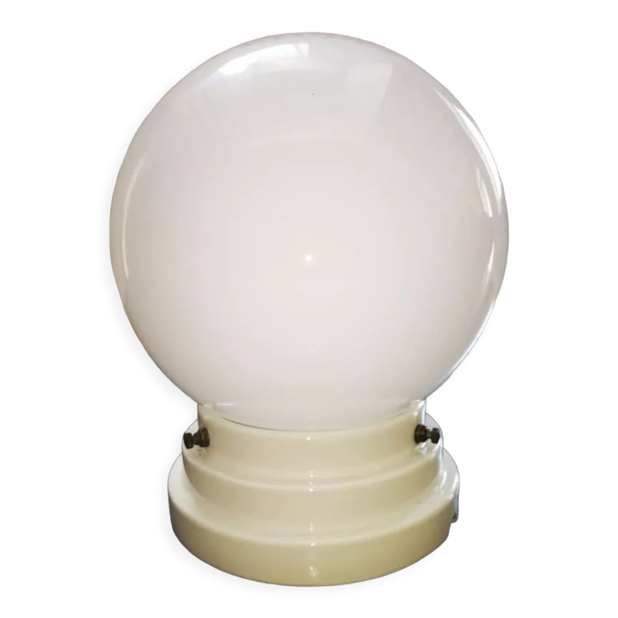 Ceiling lamp old opaline globe white base procelaine Art Deco Ø 15 cm