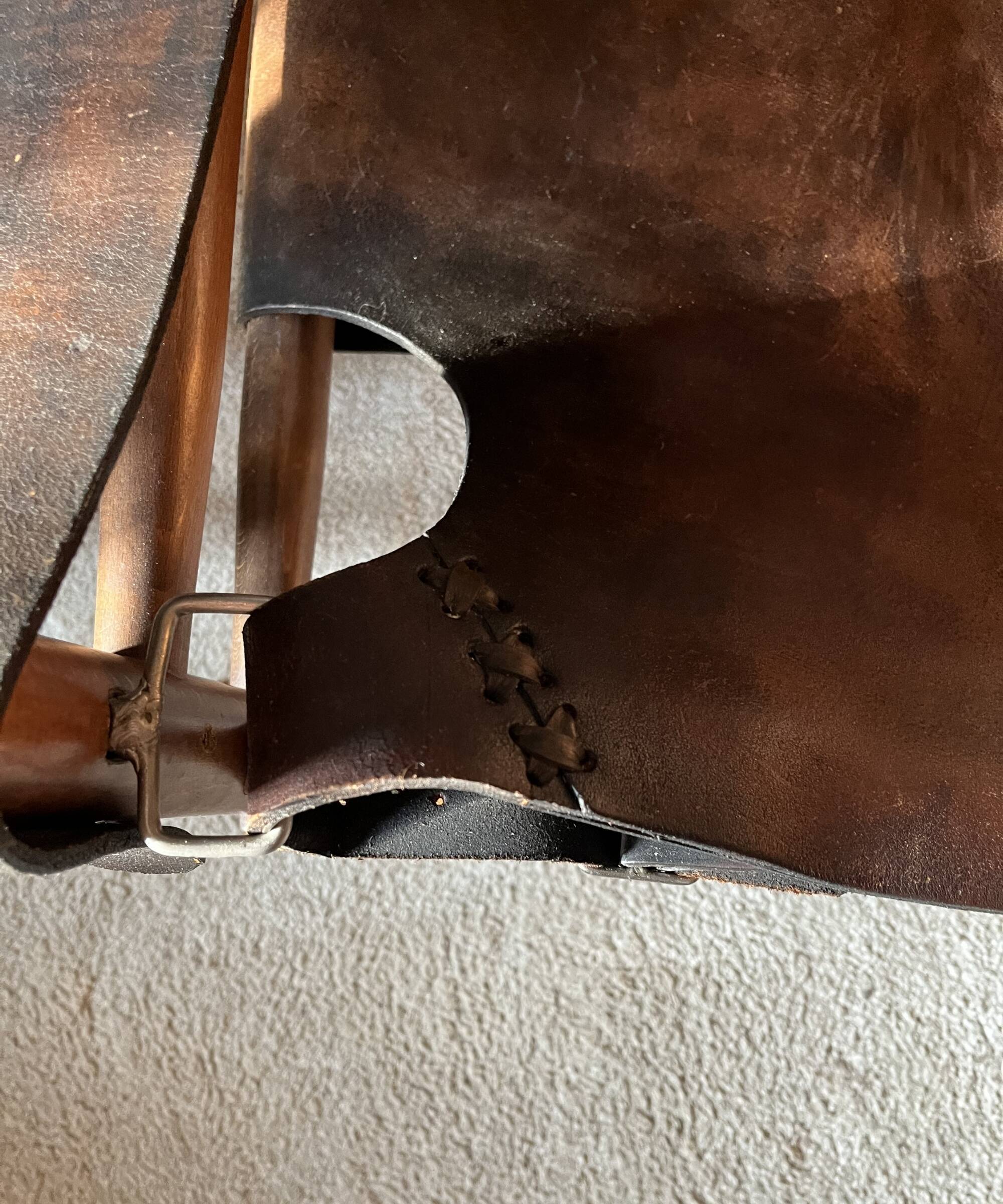 Buffalo Leather Safari Armchair in Pair, Solid Oak Frame, Vintage Style, 19