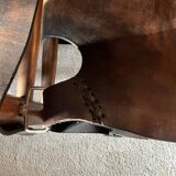 Buffalo Leather Safari Armchair in Pair, Solid Oak Frame, Vintage Style, 19