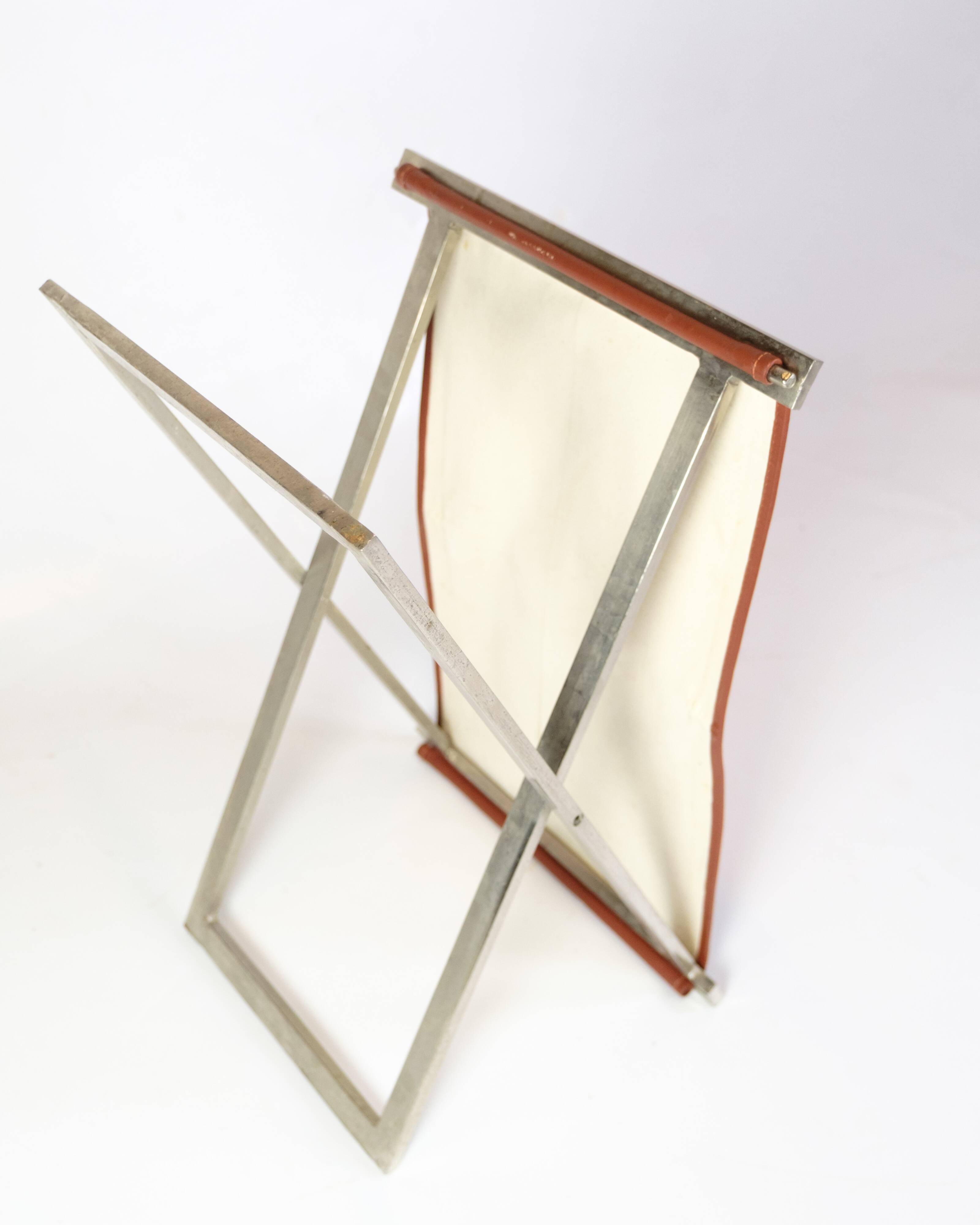 Stool Made In Brushed Steel With Cognac Leather By Michael Christensen