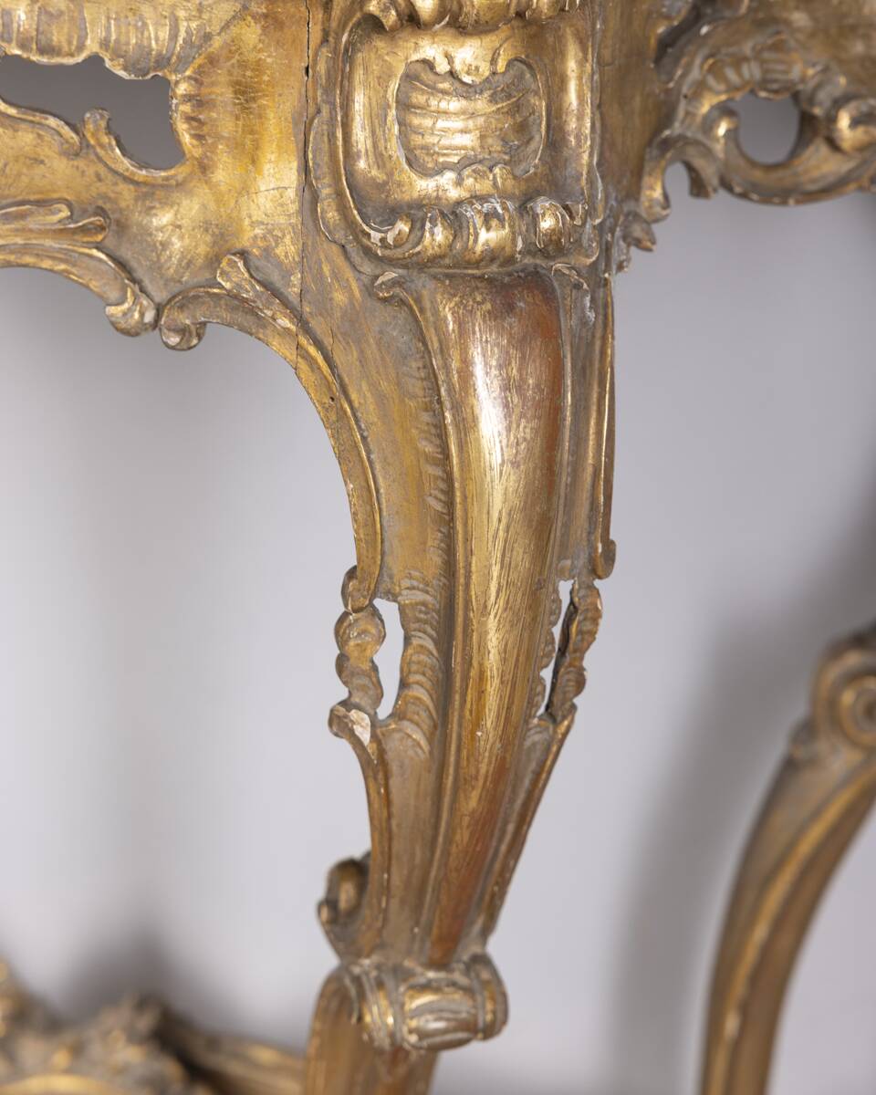 Antique classic console in wood decorated with mirror from the late 19th
