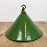 Industrial British Green Enamel Factory Pendant Lamp, 1950s