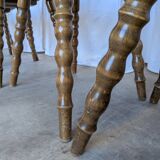 Set of 6 Vintage Tyrolean Heart Cutout Wooden Dining Chairs / Darker Brown