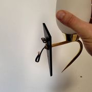 Pair of Arlus wall lights in brass, opaline and lacquered glass from the 1950s