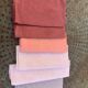 6 large dyed cotton napkins, shades of pink, embroidered and monograms, old, linen