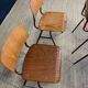 Ensemble de 4 chaises école bois années 70 Pays bas