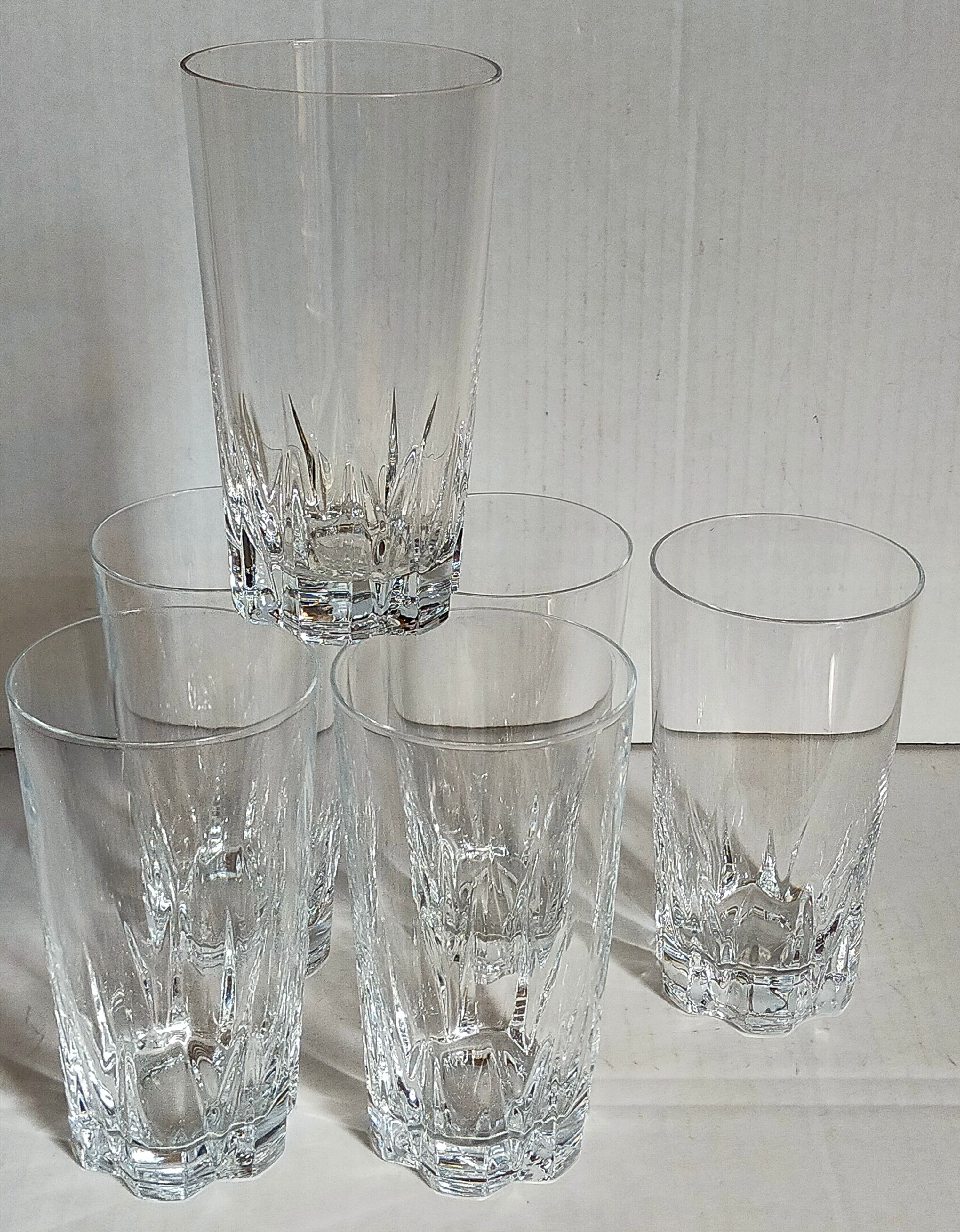 Six vintage crystal long drink juice glasses