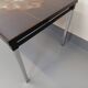 Table basse rectangulaire vintage des années 60 70 en céramique, métal noir et métal chromé