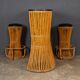 Striking 20thc italian standing bamboo dry bar & stools c.1960