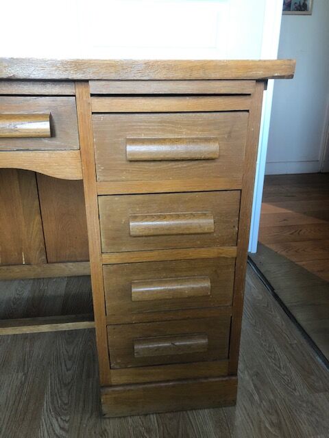 Vintage wooden desk 5 drawers