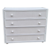 White Maugrion chest of drawers, wood and rattan, 80s