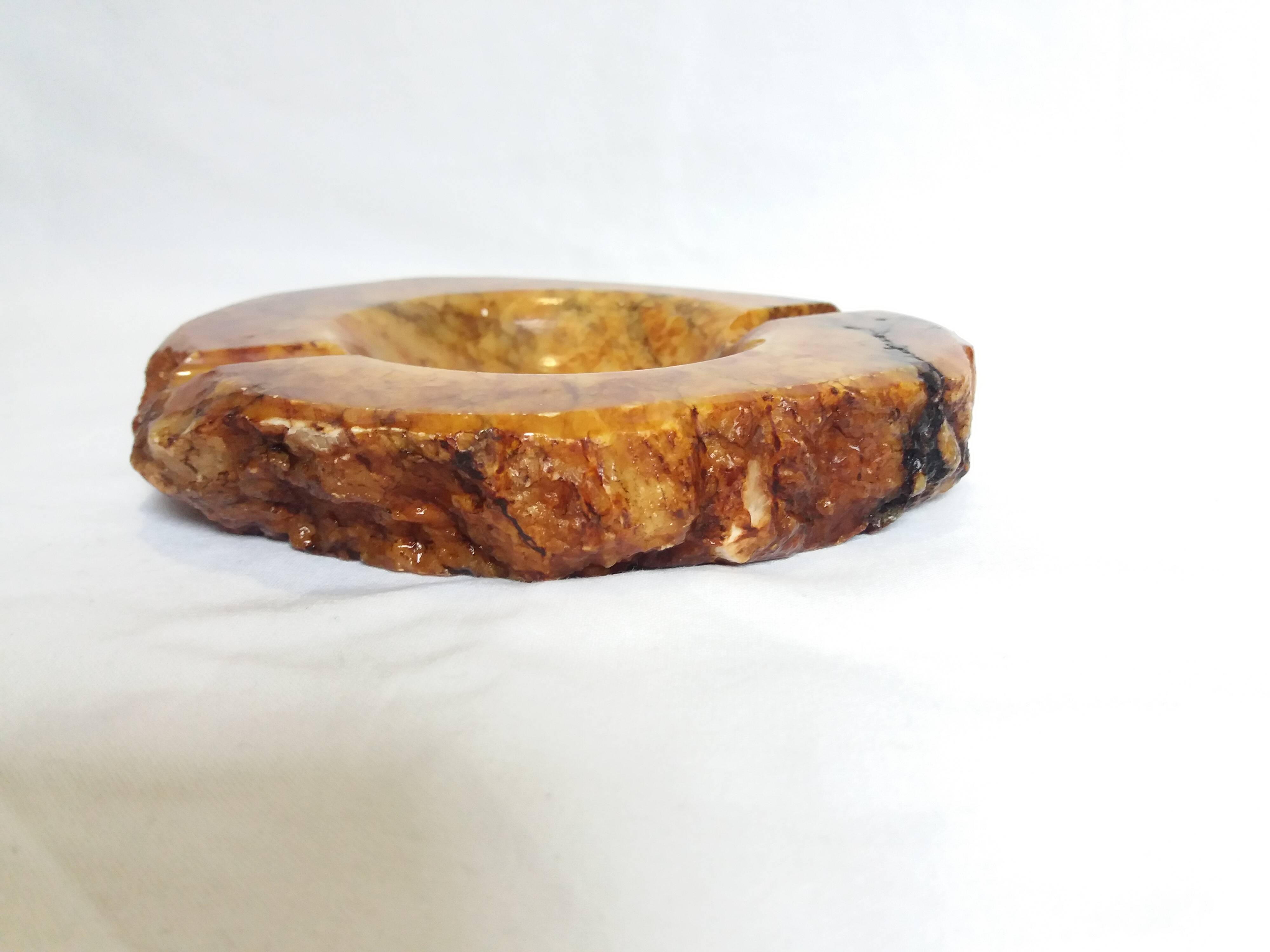 Caramel ocher alabaster ashtray Romano Bianchi Italy