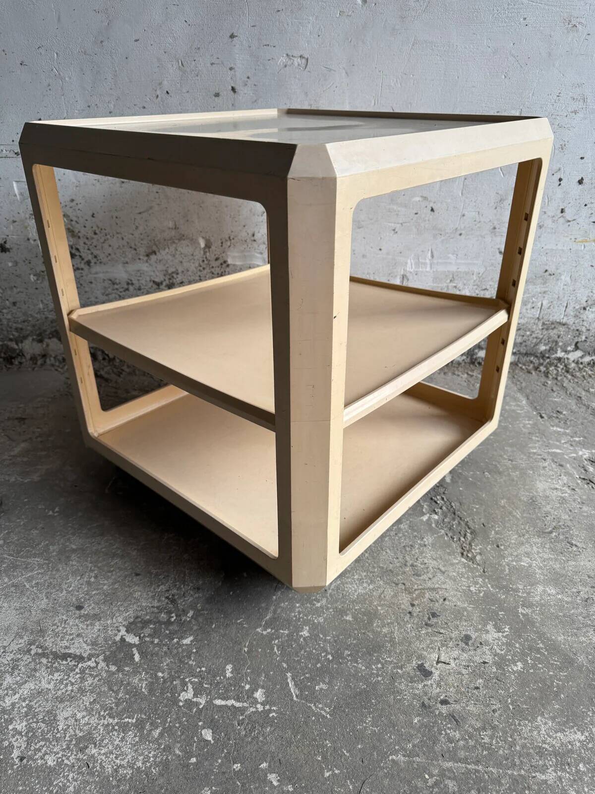 White ABS Trolley by Alberto Rosselli for Kartell — Italy 1960, Three-Tier Mobile Serving Cart