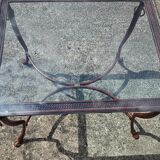 Table basse en fer et verre français - Table de cocktail - Table de salon - Années 80