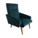 Armchair  50/60 years, duck blue velvet restored