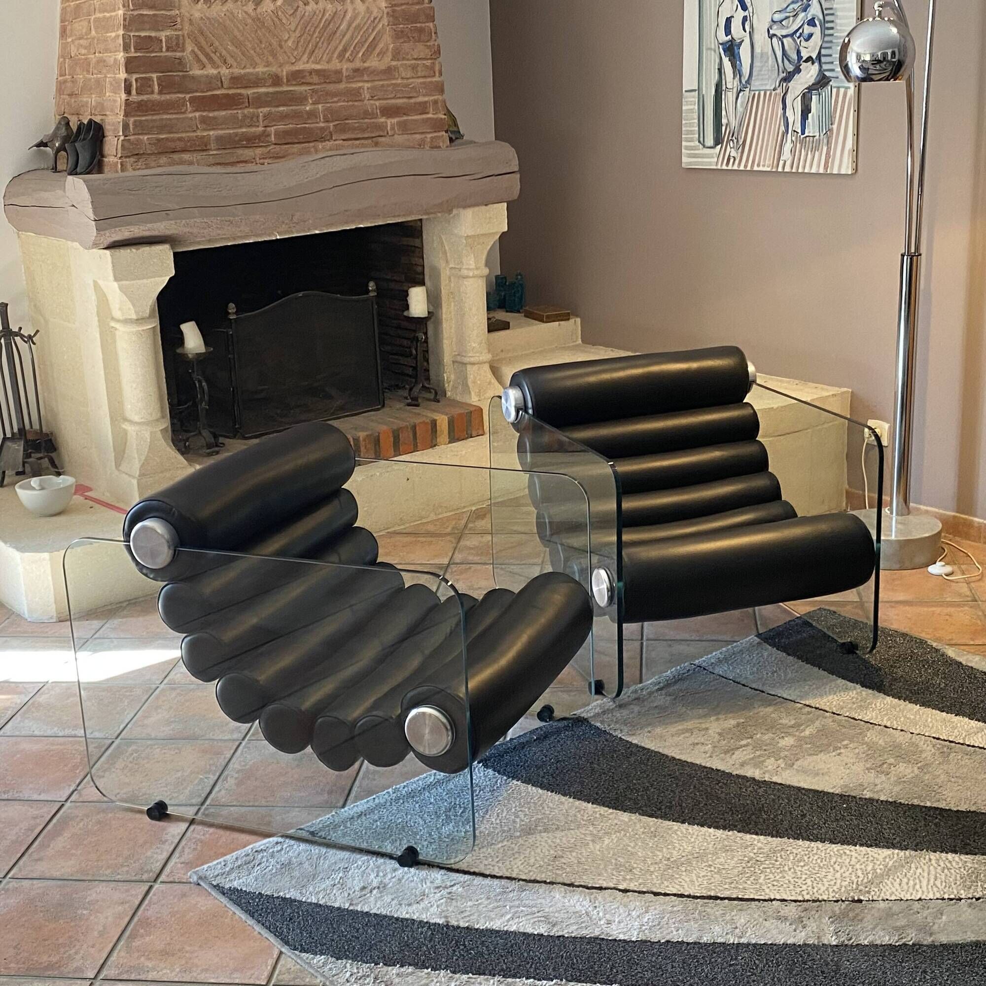 Hyaline armchair pair by Fabio Lenci. 1970. Italy.