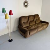 Cosy 3-seater sofa, convertible, French design from the 70s, vintage.