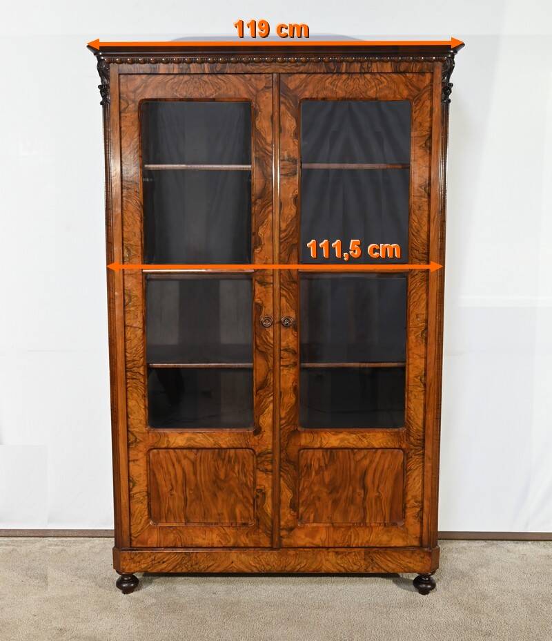 Burl Walnut Bookcase, Restoration Period – Early 19th Century