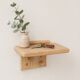 Solid oak shelf with hooks