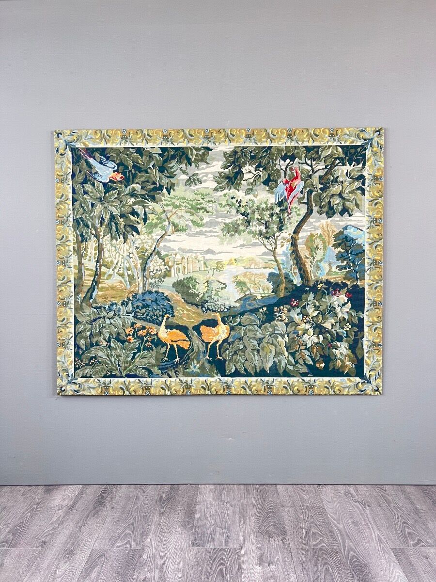 Large decorative tapestry, exotic birds, 20th century
