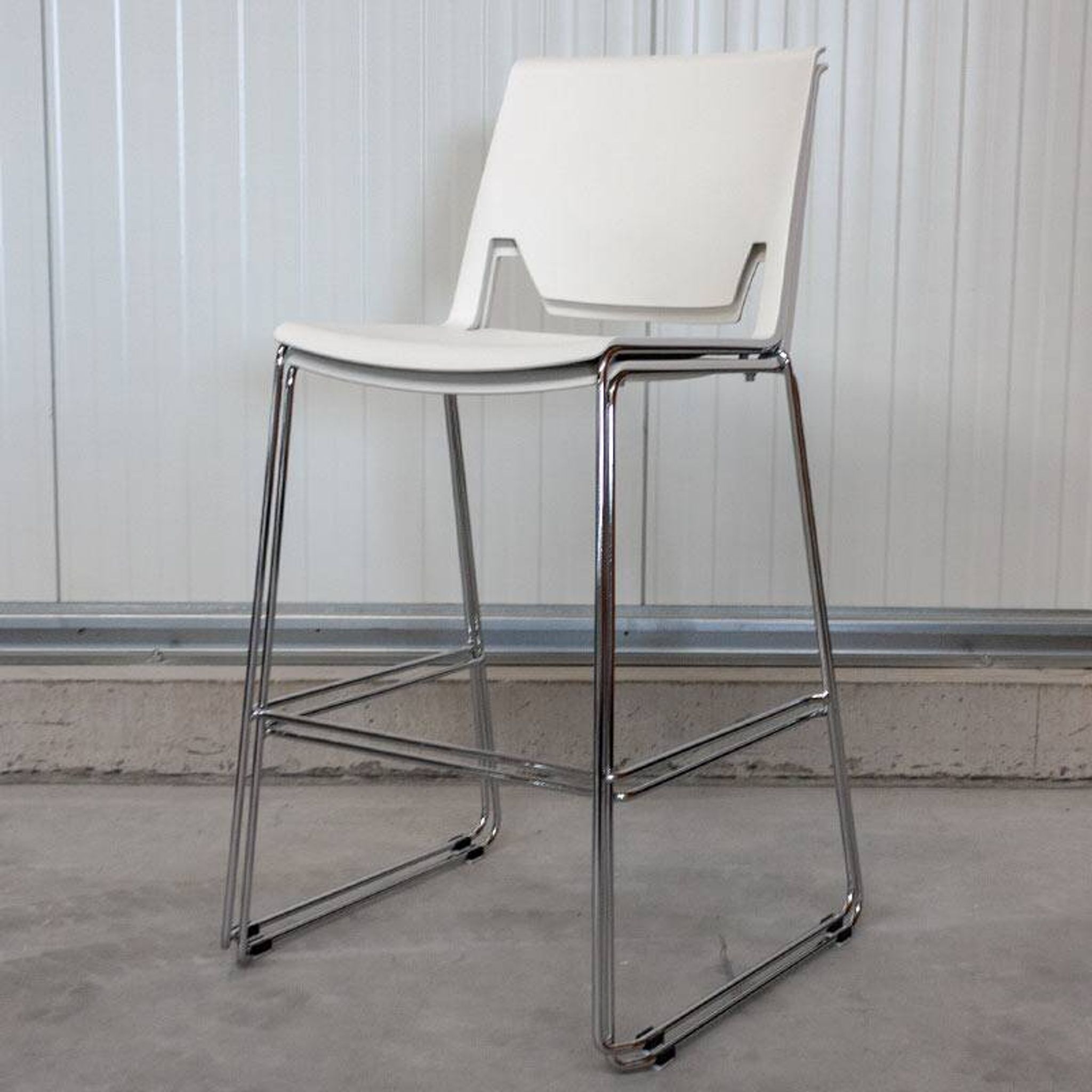 Very high stool from Haworth white and chrome