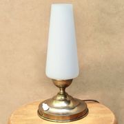 Brass lamp with opaque white opaline, 1950s