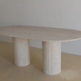 Olya oblong dining table 150x90 in natural travertine