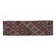 1970s Vintage Turkish Oushak Handmade Wool Cotton Purple Runner Rug 62x206